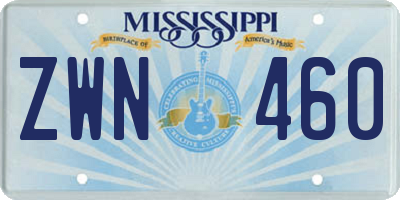 MS license plate ZWN460