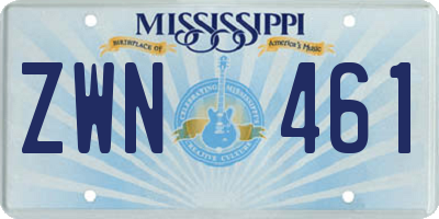 MS license plate ZWN461