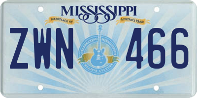 MS license plate ZWN466