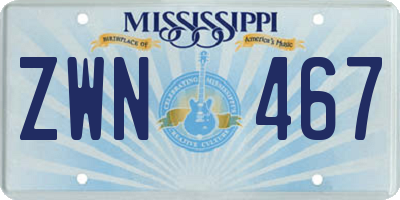 MS license plate ZWN467