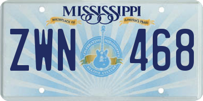 MS license plate ZWN468