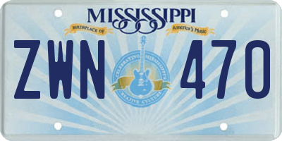 MS license plate ZWN470