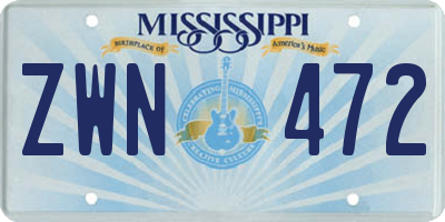MS license plate ZWN472