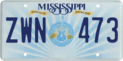 MS license plate ZWN473