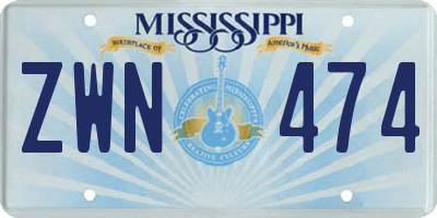MS license plate ZWN474