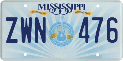 MS license plate ZWN476