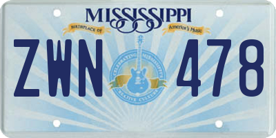 MS license plate ZWN478