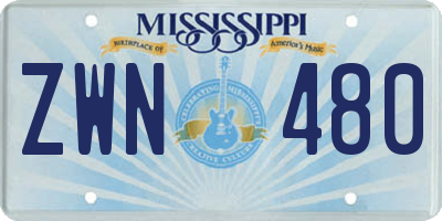 MS license plate ZWN480
