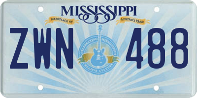 MS license plate ZWN488