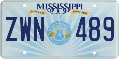 MS license plate ZWN489