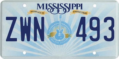MS license plate ZWN493