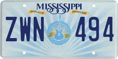 MS license plate ZWN494