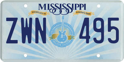 MS license plate ZWN495