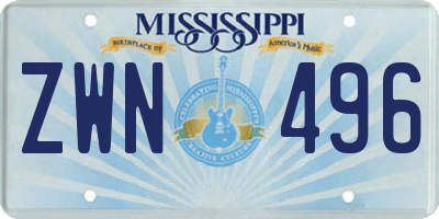 MS license plate ZWN496