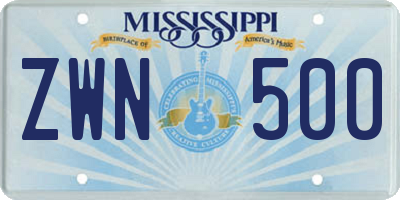 MS license plate ZWN500