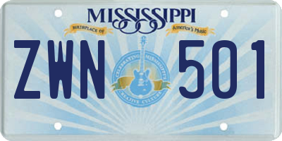 MS license plate ZWN501