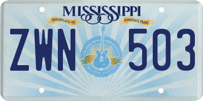 MS license plate ZWN503