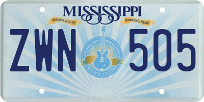 MS license plate ZWN505