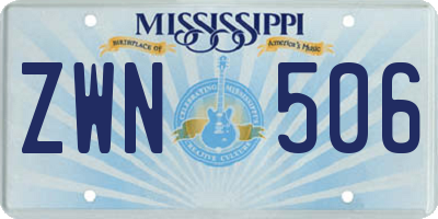 MS license plate ZWN506