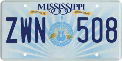MS license plate ZWN508