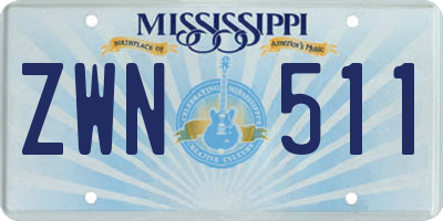 MS license plate ZWN511