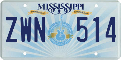 MS license plate ZWN514