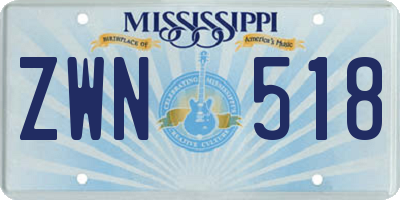MS license plate ZWN518