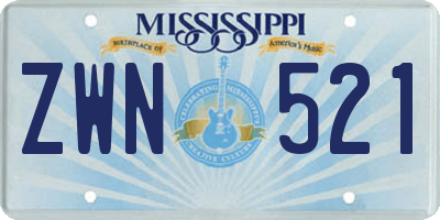MS license plate ZWN521
