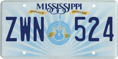 MS license plate ZWN524