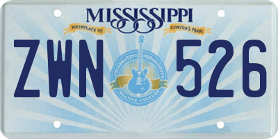 MS license plate ZWN526