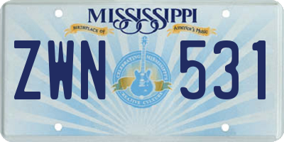 MS license plate ZWN531
