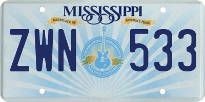 MS license plate ZWN533