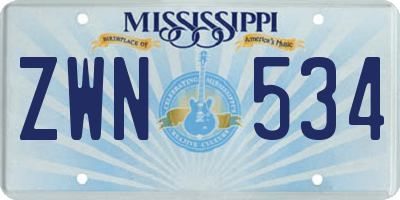 MS license plate ZWN534