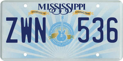 MS license plate ZWN536