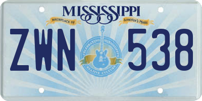 MS license plate ZWN538