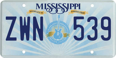 MS license plate ZWN539