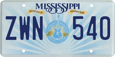 MS license plate ZWN540