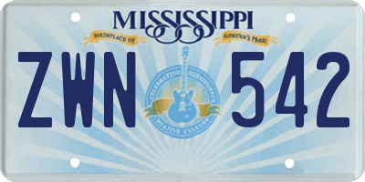 MS license plate ZWN542
