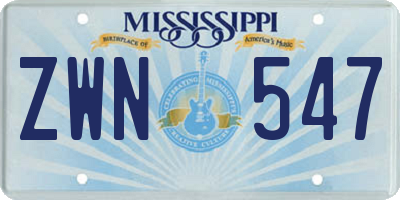 MS license plate ZWN547