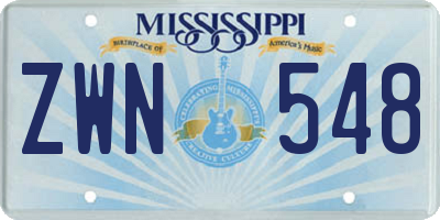 MS license plate ZWN548
