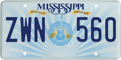 MS license plate ZWN560