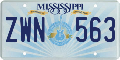 MS license plate ZWN563