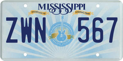 MS license plate ZWN567