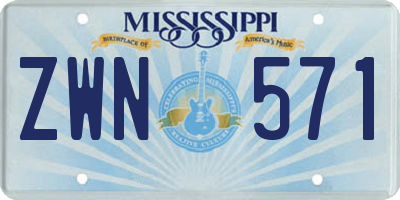MS license plate ZWN571