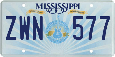 MS license plate ZWN577