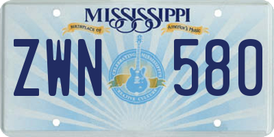 MS license plate ZWN580