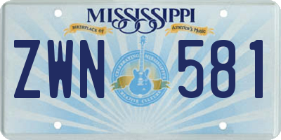 MS license plate ZWN581
