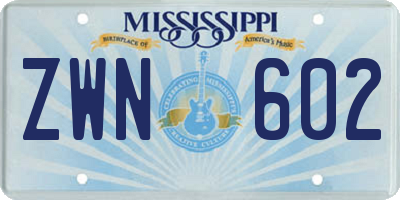 MS license plate ZWN602