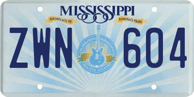 MS license plate ZWN604