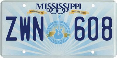MS license plate ZWN608